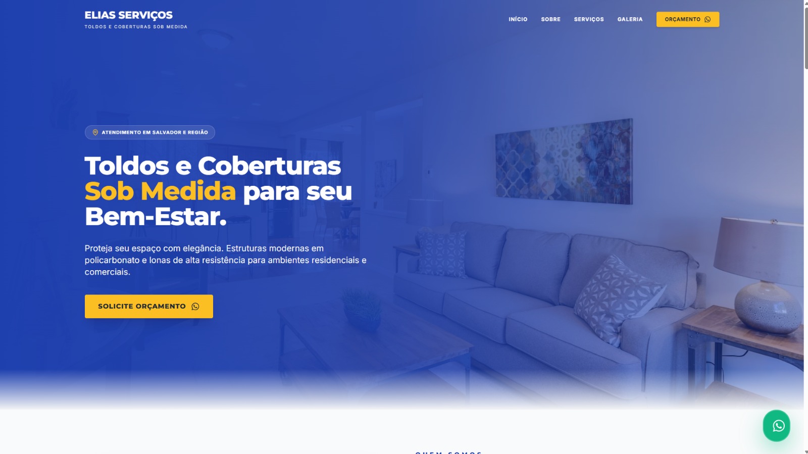 Tela real do projeto Elias Serviços