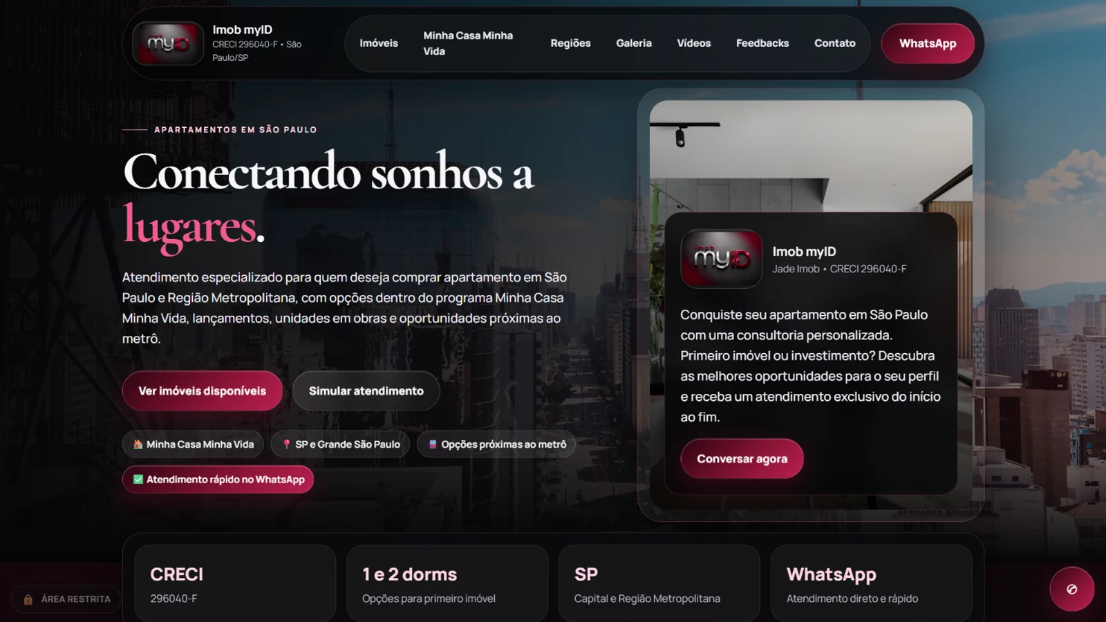 Tela real do projeto Imob myID