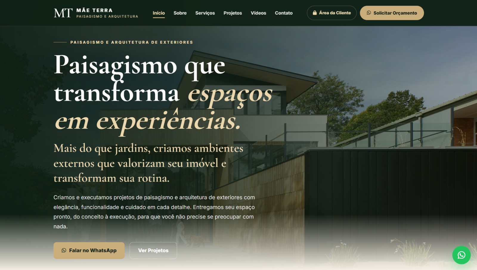 Tela real do projeto Mãe Terra Paisagismo